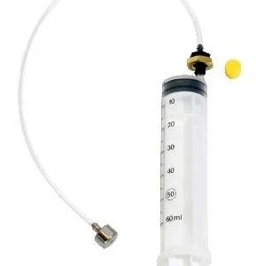 Komplett doseringsset med 60 ml spruta, slang och nippel för säker hantering av myrsyra