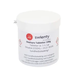 Burk med 100 oxalsyratabletter à 1 g – används för exakt dosering i Sublimox vaporizer vid varroabekämpning