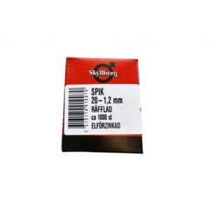 Förpackning med ca 1000 st räfflade elförzinkade spik 20 x 1,2 mm.