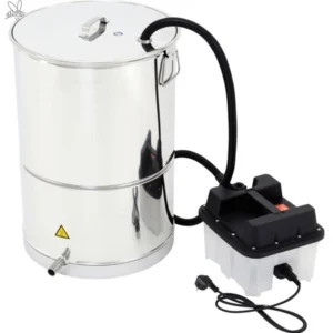 Vaxsmältare i rostfritt stål, 80 L, med ångaggregat och grov insats – kapacitet 10–12 ramar