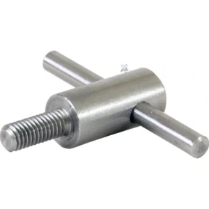 Rostfri handskruv till tappkran för honung, med tvärstång för stabilt grepp och enkel justering.