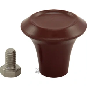 Brunt plastgrepp med medföljande rostfri skruv, reservdel för plastlock och honungsslungor.