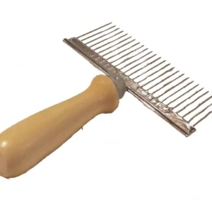 Honungskam i rostfritt stål med trähandtag, 140 mm bred, för perforering av ljunghonungsramar.