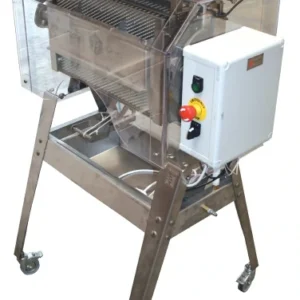 Fullautomatisk honungslossare Hain Auto 230 V i rostfritt stål med Swienty-styrning och transparent säkerhetskåpa.