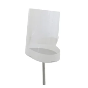 Vit lockdispenser i plast för elektrisk lockmonterare, håller locken lättåtkomliga vid tappning.