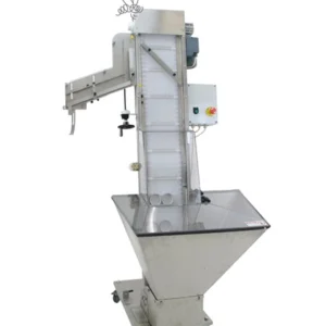 Helautomatisk locksorterare med transportband och sorteringssystem för plast- och metallock.