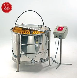 Rostfri radialslunga med plats för 42 ramar och automatisk styrning, anpassad för flytande honungstyper.