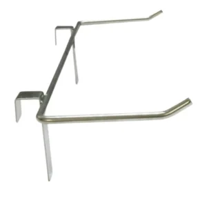 Rostfri ramhållare i metall anpassad för LN-ramar, med böjda armar och fäste för kupkanten.