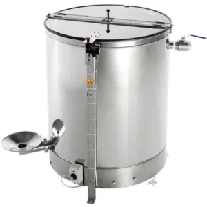 Rostfri honungsseparator Fritz (CFM) med varvtalsreglering och bottenvärmare, används för att separera honung och vax.