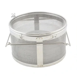 Rostfri extra djup dubbelsil Ø 25 cm, grovsil 1 mm och finsil 0,5 mm, med utdragbara handtag.