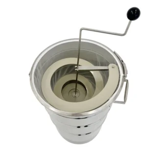 Swienty Helix silskrapa med rostfri behållare och 45 cm honungssil, komplett system för effektiv silrengöring.